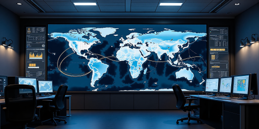 Digital logistics platform interface, real-time cargo tracking system, modern logistics management software, tech design